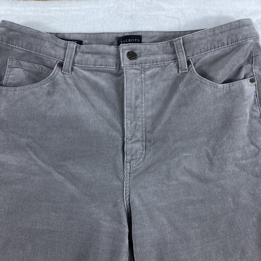 2/$30 Talbots Corduroy Pants Women Sz 12 Gray Straight Leg Pant Cotton - Picture 3 of 14
